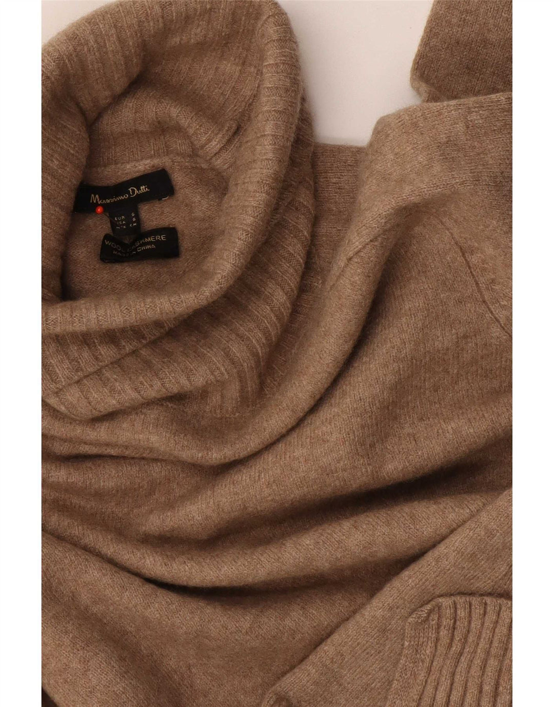 Sweter damski Massimo Dutti z wywijanym dekoltem UK 10 Small Brown Wełna