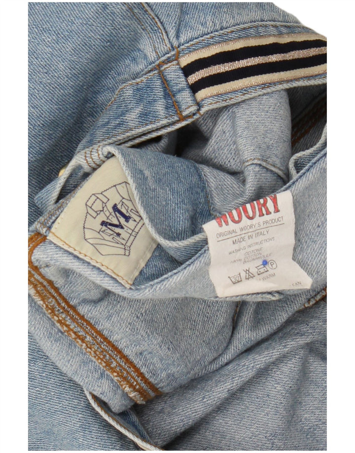 Damska kurtka dżinsowa Vintage Graphic Crop UK 14, średnia niebieska bawełna