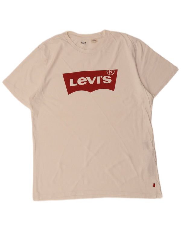 Męska koszulka z grafiką LEVI'S, średnia, biała, bawełniana