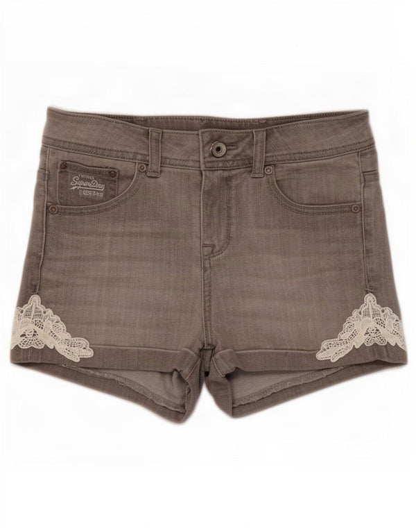 Damskie spodenki jeansowe Superdry W25 XS Szara bawełna