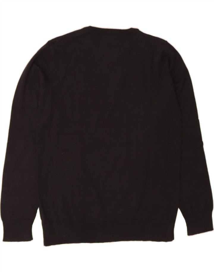 JACK & JONES Mens Graphic Boat Neck Jumper Sweater Medium Black Cotton Vintage Jack & Jones and Second-Hand Jack & Jones from Messina Hembry 