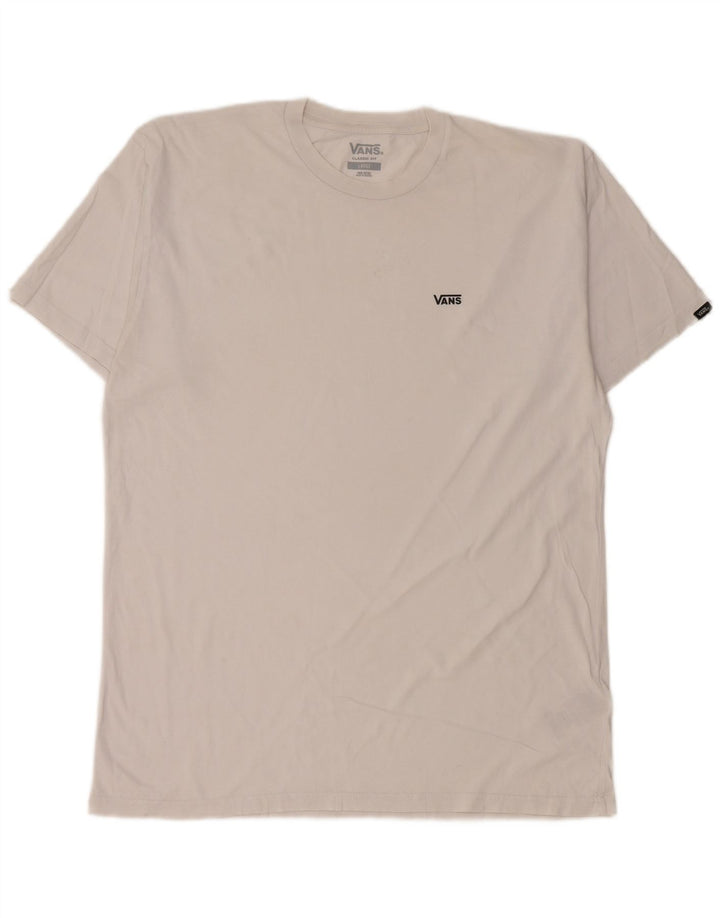 Męski T-shirt VANS o klasycznym kroju, duży, biały, bawełniany