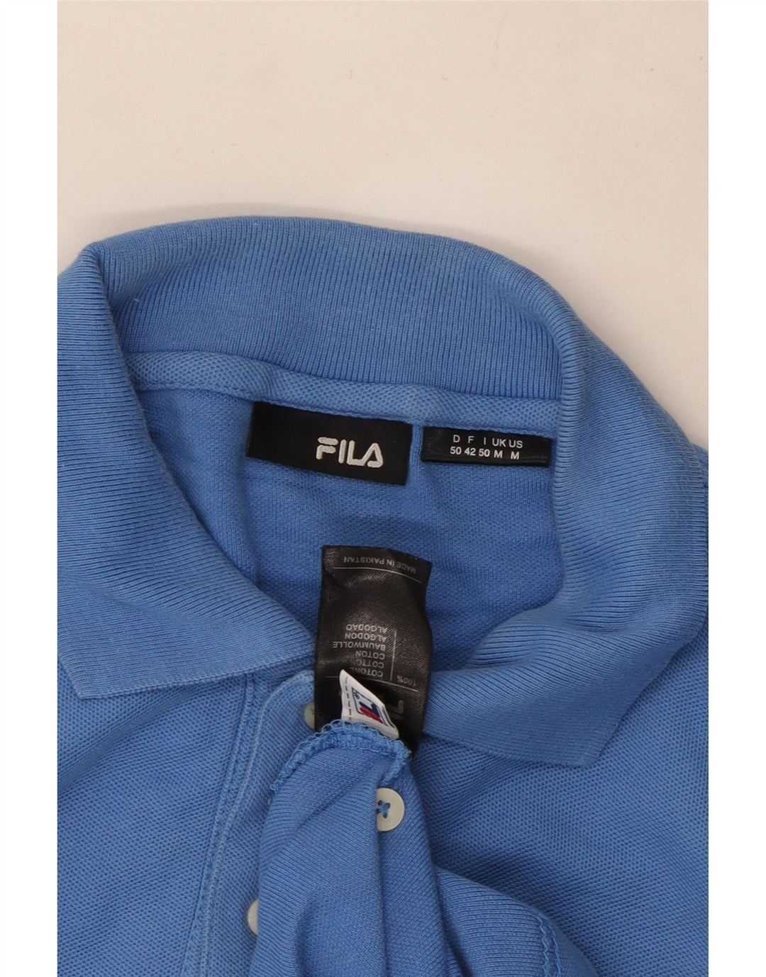 Męska koszulka polo Fila z długim rękawem, średnioniebieska, bawełniana