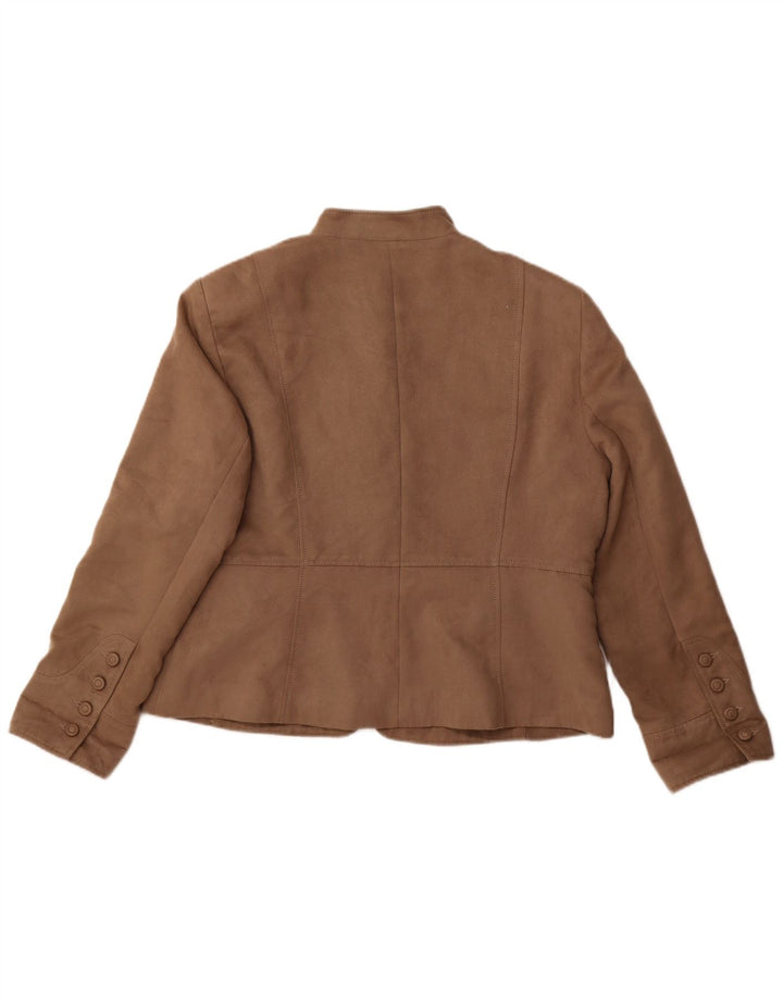 Damska marynarka M&Co zapinana na 6 guzików ze sztucznej skóry UK 20 2XL Beżowy poliester