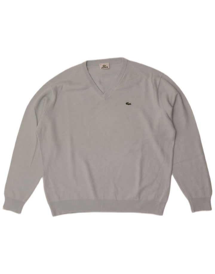 Lacoste Męski sweter z dekoltem w kształcie litery V, rozmiar 6 XL, niebieska wełna