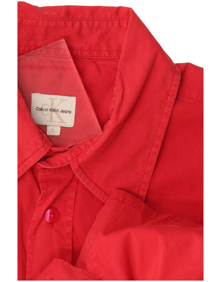 Męska koszula z krótkim rękawem CALVIN KLEIN JEANS, duża, czerwona