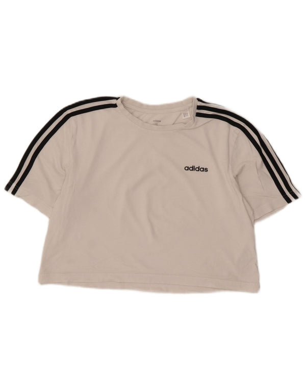 Damska koszulka Adidas Crop Oversize Top UK 8/10 Mała biała bawełna