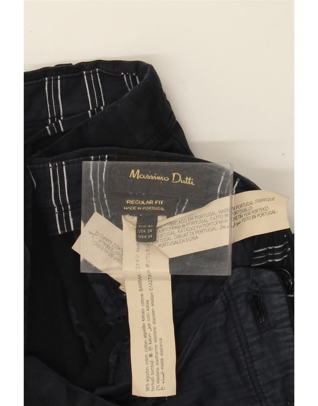 Męskie spodnie Chino MASSIMO DUTTI EU 44 Large W34 L32 Granatowe