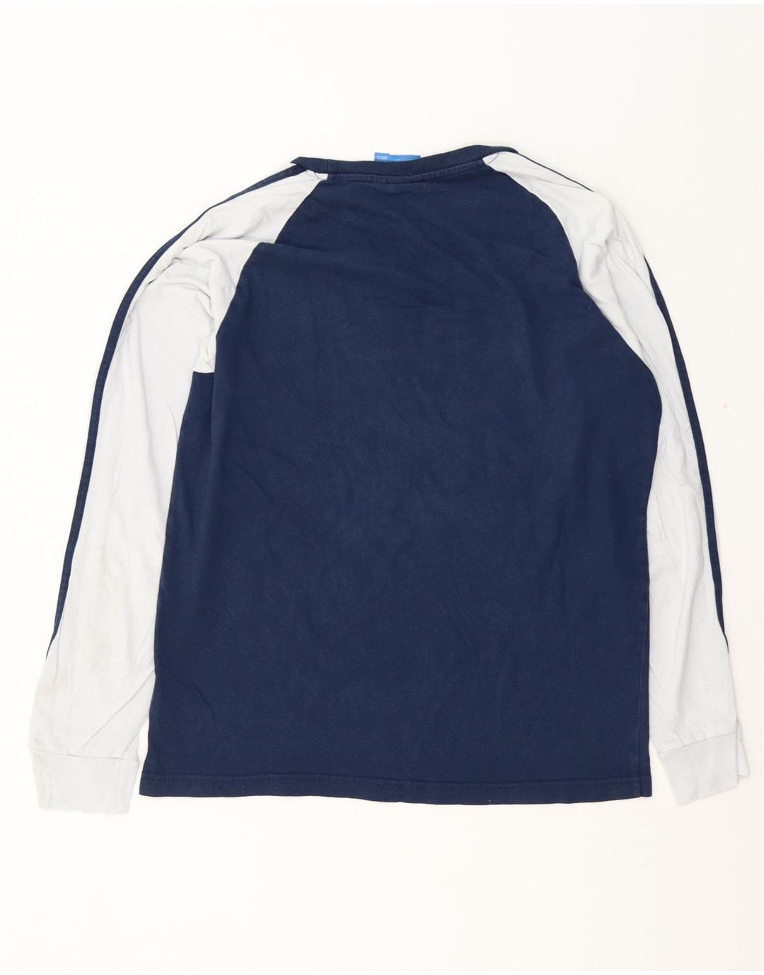 Męski top ADIDAS z grafiką, długim rękawem, duży, granatowy, bawełniany w bloki kolorów