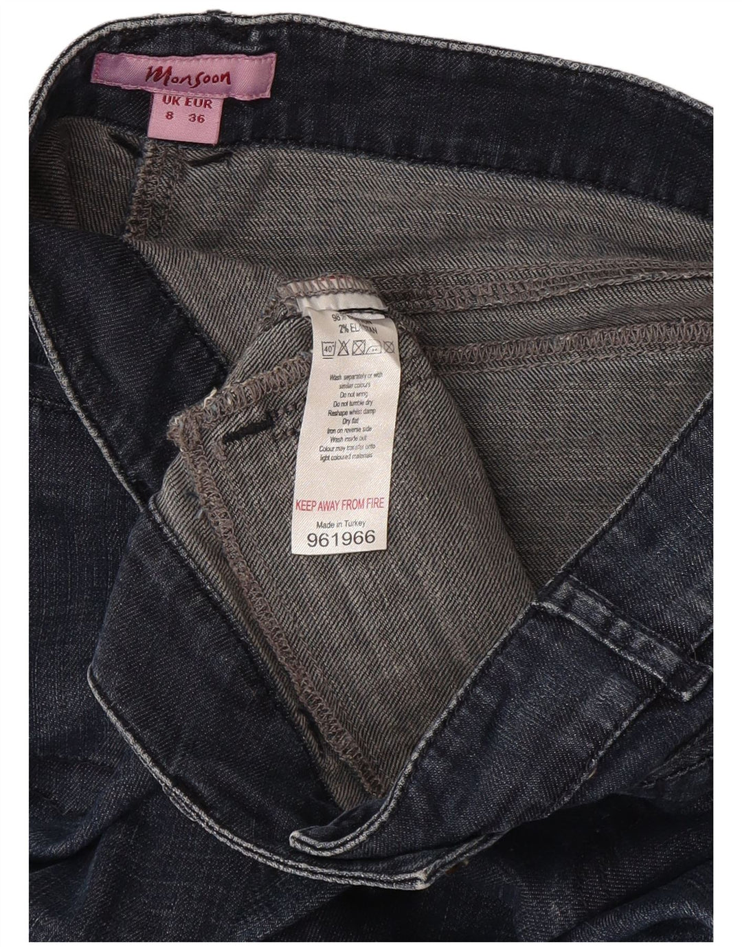 Damskie jeansy rozkloszowane Monsoon UK 8 Small W27 L30 Granatowa bawełna