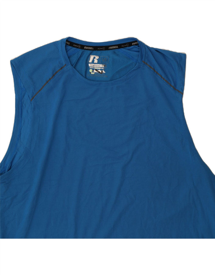 RUSSELL ATHLETIC Mens Vest Top Large Blue Polyester Vintage Russell Athletic and Second-Hand Russell Athletic from Messina Hembry 