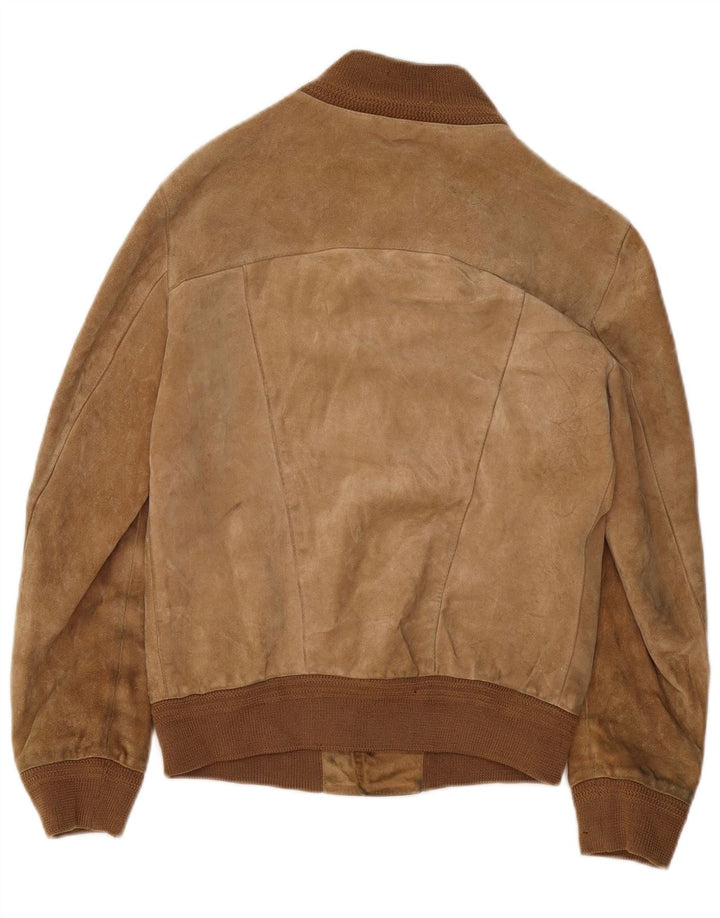 Vintage męska zamszowa kurtka bomber IT 46 Small Beige