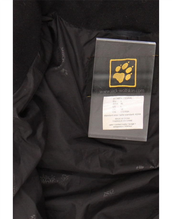 Damski ocieplany płaszcz z kapturem JACK WOLFSKIN UK 16, duży, czarny poliester