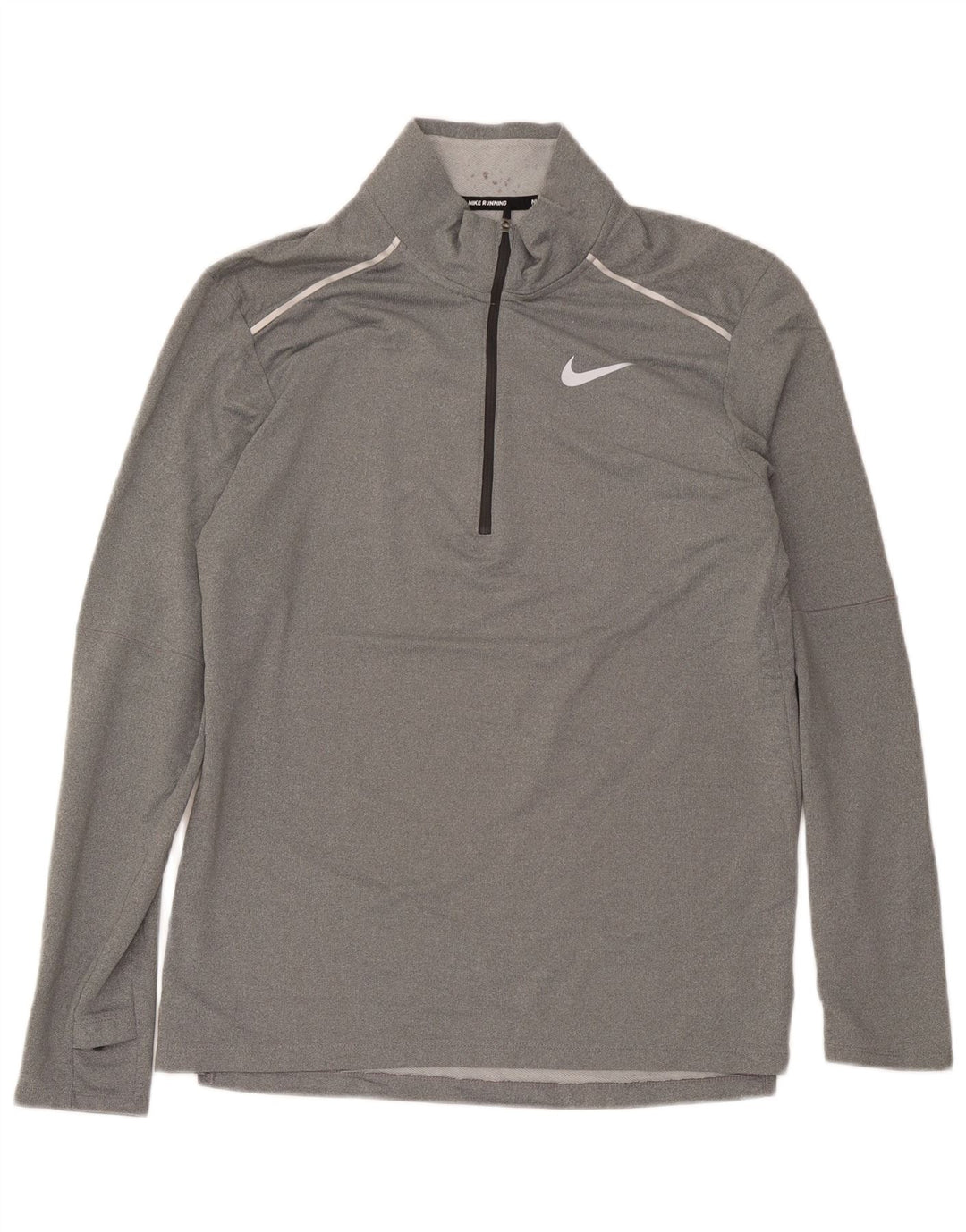 Męska koszulka Nike Dri Fit z zamkiem błyskawicznym i długim rękawem, średnioszary poliester