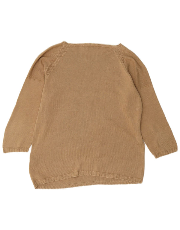 Sweter damski Zara z dekoltem w łódkę UK 14, średni beż, bawełna