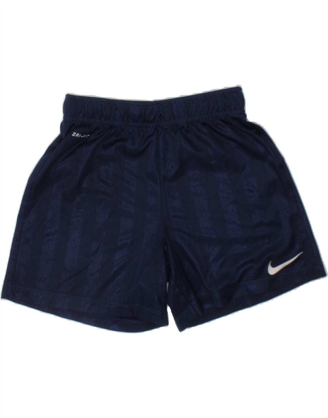 NIKE Boys Dri Fit Sport Shorts 8-9 Years Small Navy Blue Striped Polyester Vintage Nike and Second-Hand Nike from Messina Hembry 