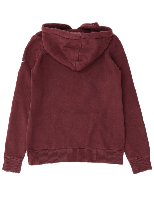 Damski sweter z kapturem i grafiką SUPERDRY UK 6 XS, bordowa bawełna