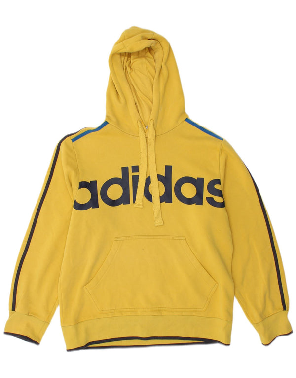 Męska bluza z kapturem Adidas Graphic, średnia żółta bawełna