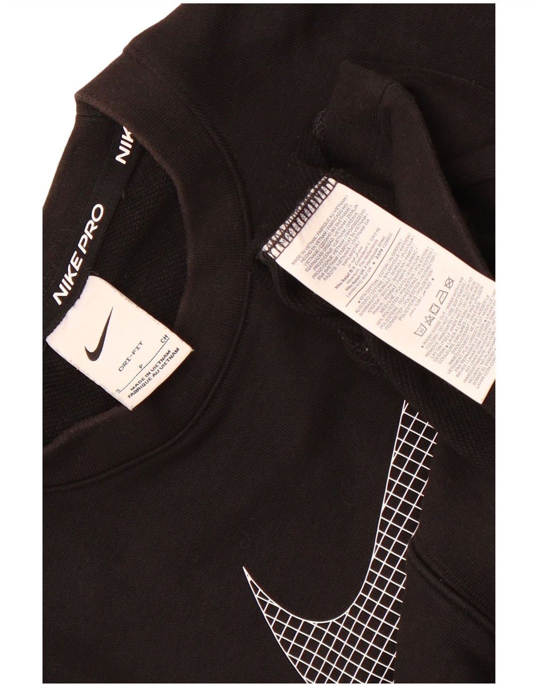 Damska bluza dresowa Nike z grafiką oversize, UK 10, mała, czarna, bawełniana