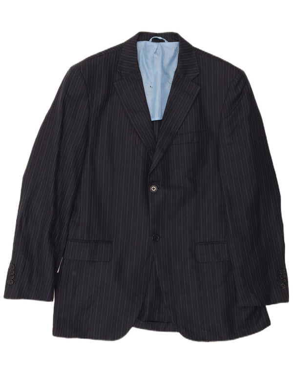 Massimo Dutti Mens 2 Button Blazer Jacket Size 50 2XL Navy Blue Pinstripe