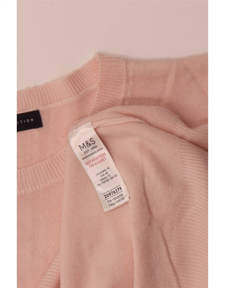 Marks & Spencer Damski sweter oversize z dekoltem w łódkę, UK 16, duży różowy