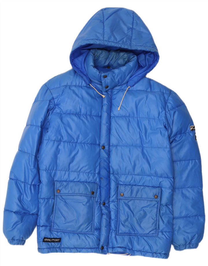 Męska ocieplana kurtka z kapturem w stylu vintage UK 38 Średni niebieski poliamid