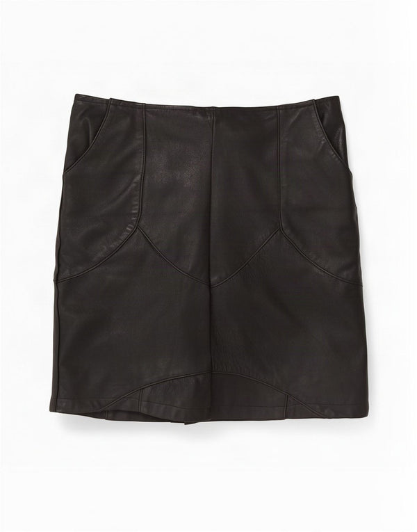 Vintage Womens Leather Skirt Medium W30 Black