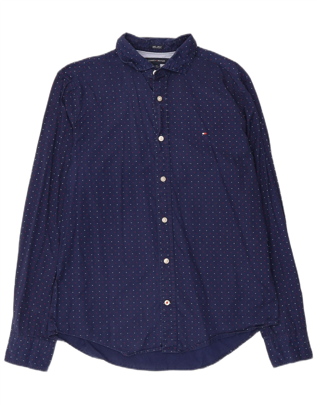 Męska koszula graficzna Tommy Hilfiger, mała, granatowa, bawełniana