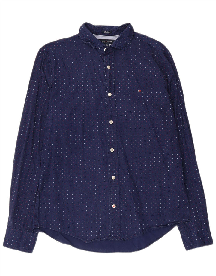 Męska koszula graficzna Tommy Hilfiger, mała, granatowa, bawełniana