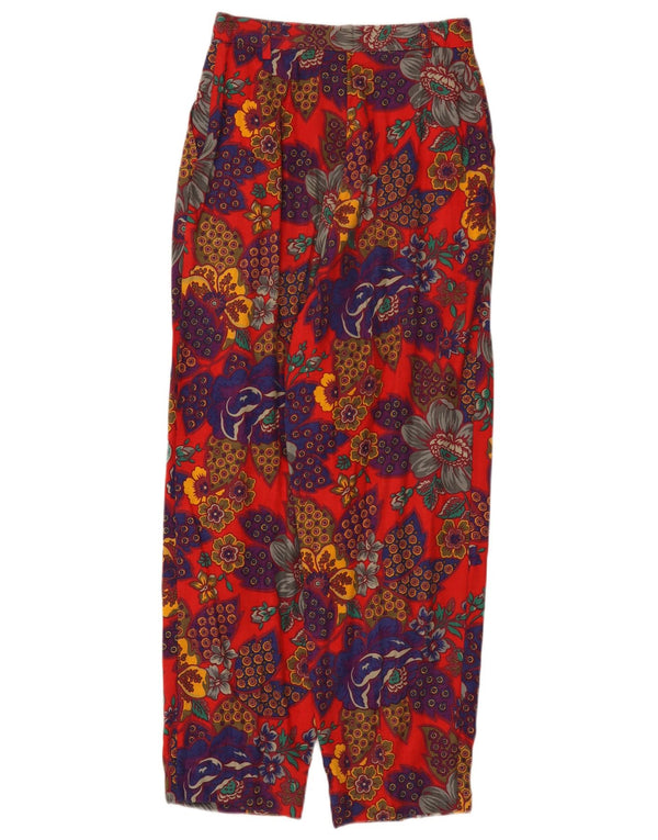 Damskie spodnie z wysokim stanem Benetton IT 42 Medium W26 L26 Czerwone kwiaty