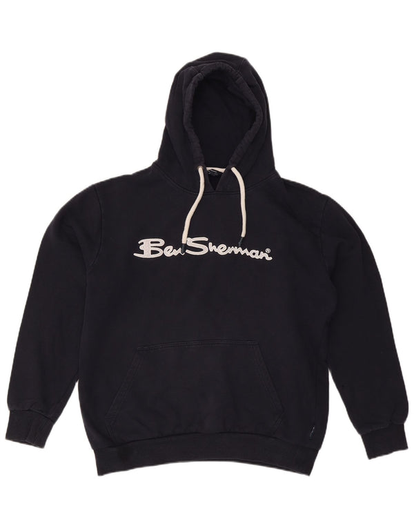 BEN SHERMAN Damski sweter oversize z kapturem z grafiką UK 16, duży, granatowy