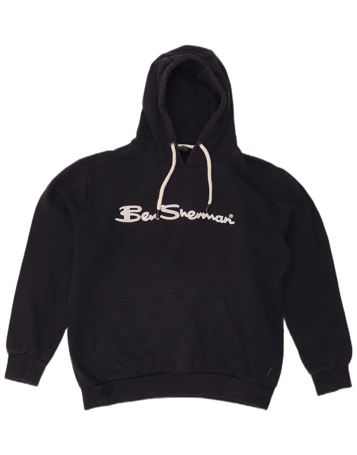 BEN SHERMAN Damski sweter oversize z kapturem z grafiką UK 16, duży, granatowy