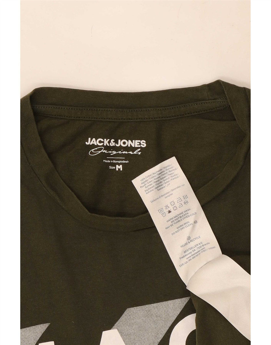 Męska koszulka z grafiką Jack & Jones, średnia, bawełniana khaki