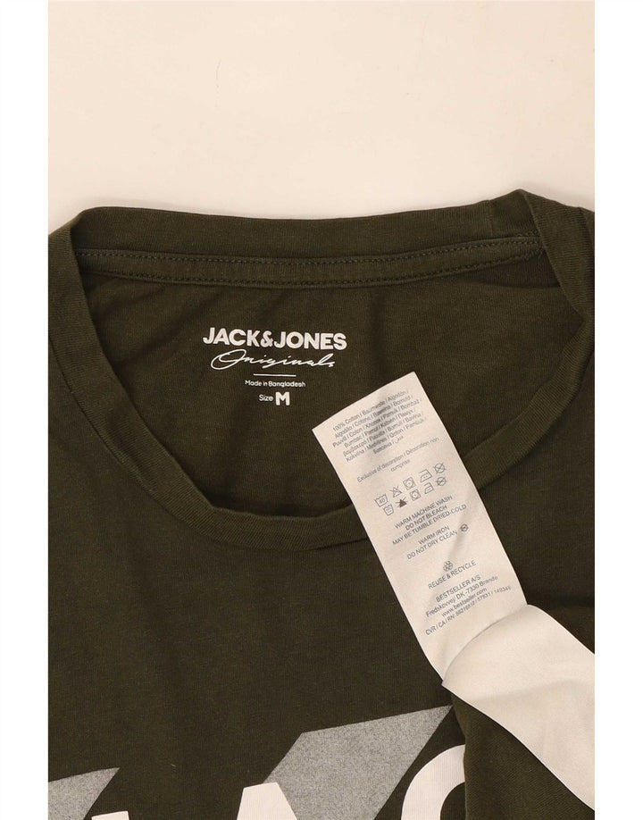 Męska koszulka z grafiką Jack & Jones, średnia, bawełniana khaki
