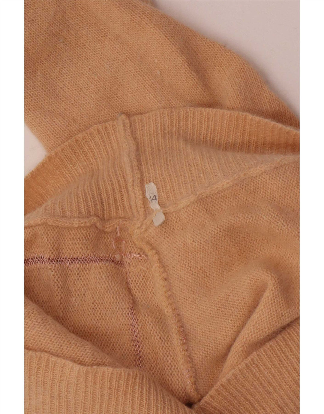 Vintage damski sweter z wywijanym dekoltem IT 44 średni różowy geometryczny