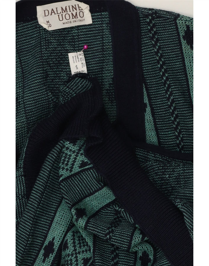 Męski sweter kardigan DALMINE Średni zielony, geometryczny, bawełniany