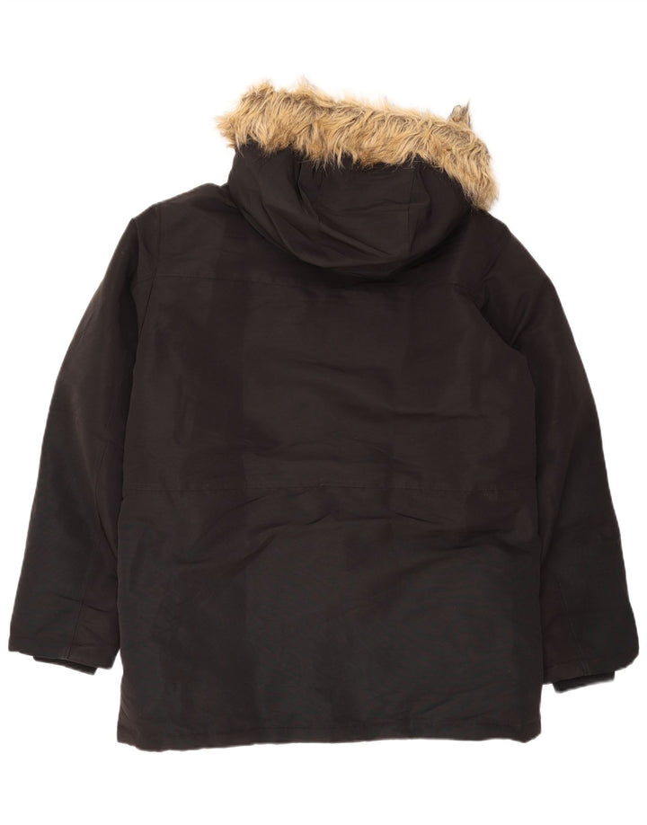 Męska kurtka parka z kapturem Jack & Jones UK 40, duża, czarna, poliestrowa