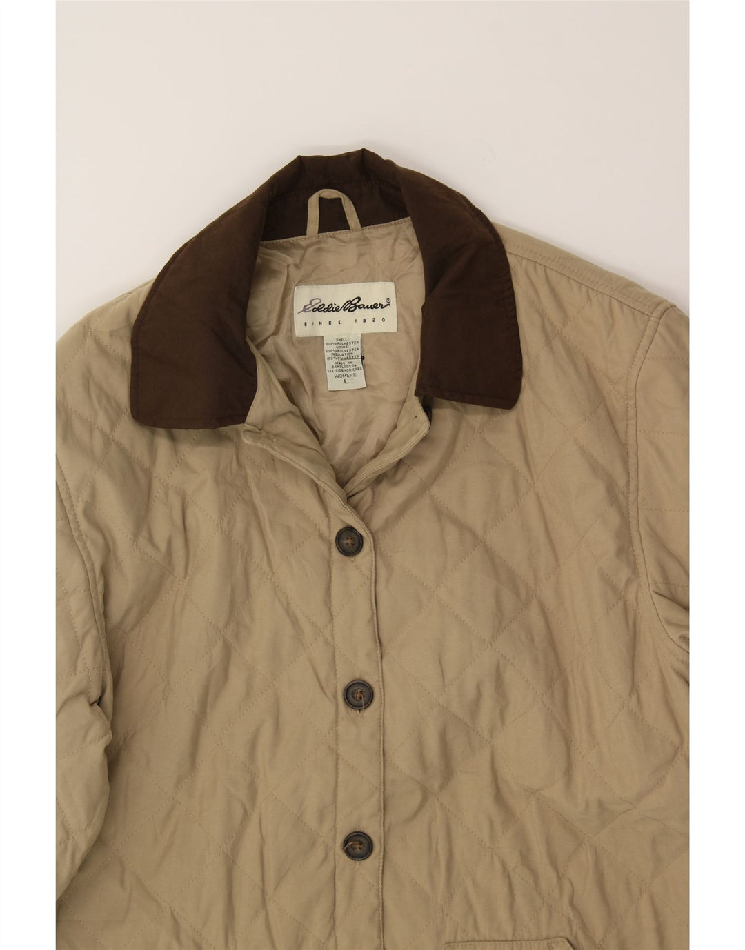 EDDIE BAUER Womens Quilted Jacket UK 16 Large Beige Polyester Vintage Eddie Bauer and Second-Hand Eddie Bauer from Messina Hembry 