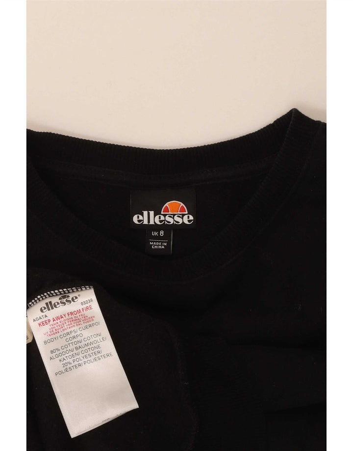 Damska bluza dresowa Ellesse z grafiką oversize, UK 8, mała, czarna bawełna