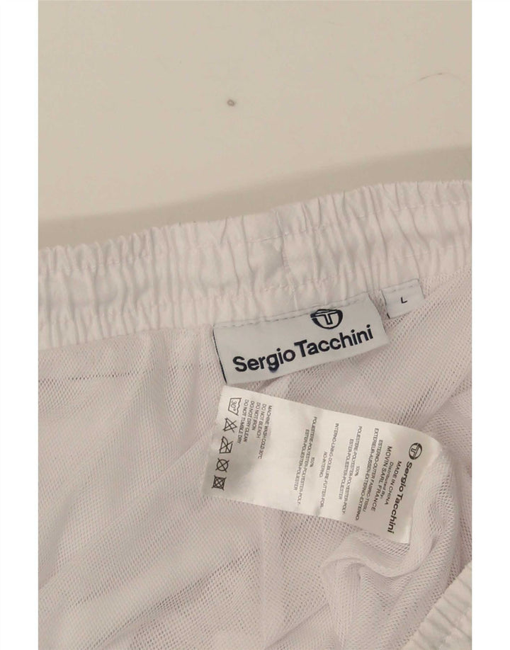 Męskie spodnie dresowe Sergio Tacchini Joggery, duże, białe, poliestrowe