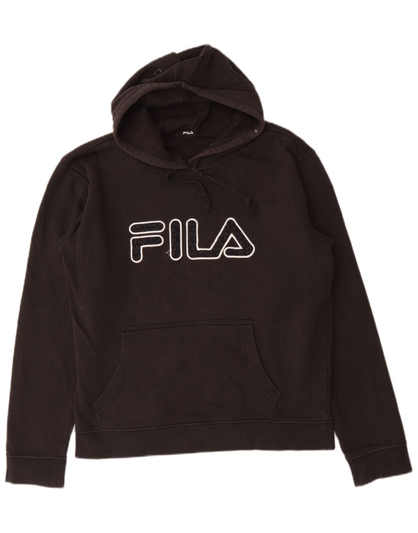 Fila Mens Graphic Hoodie Jumper Medium Black Cotton