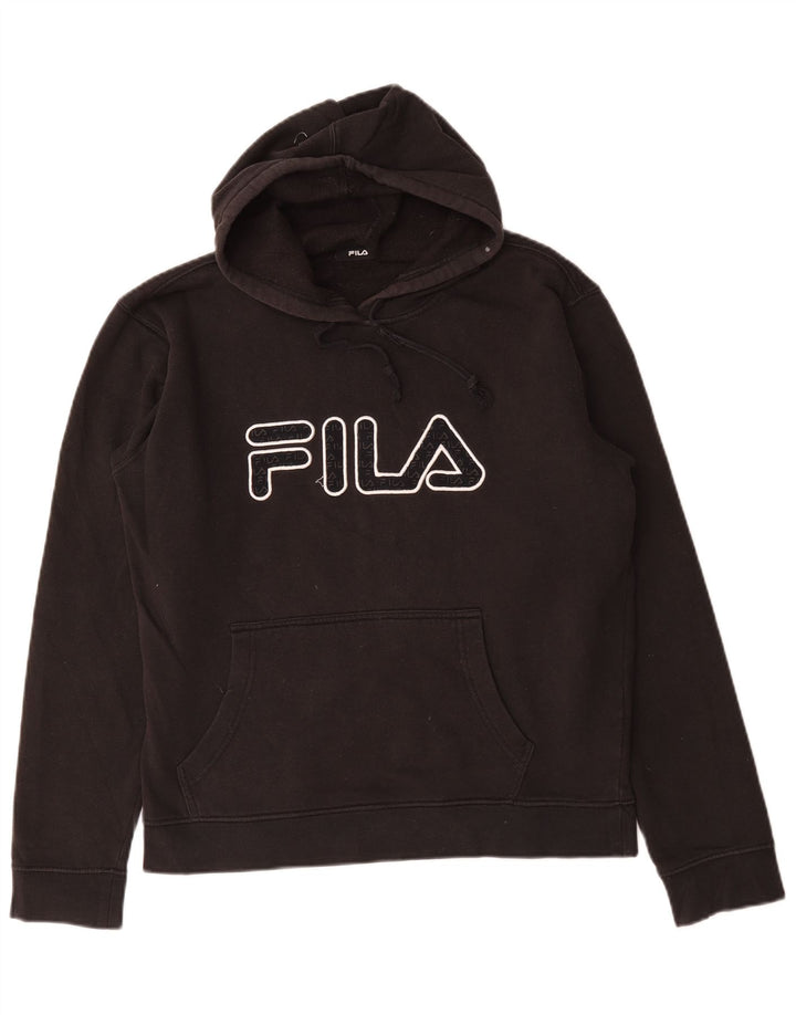 Męski sweter z kapturem Fila, średniej wielkości, czarny, bawełniany