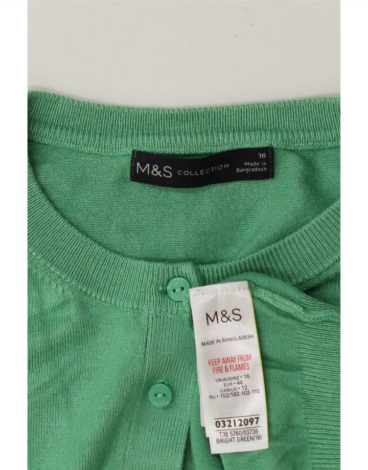 Marks & Spencer Damski sweter kardigan UK 16, duży, zielony, wiskoza