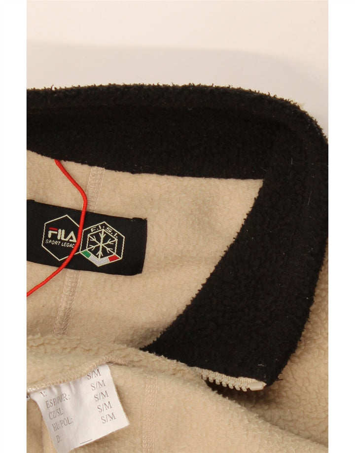 Męska kurtka polarowa FILA UK 36, mały beżowy poliester z blokami kolorów