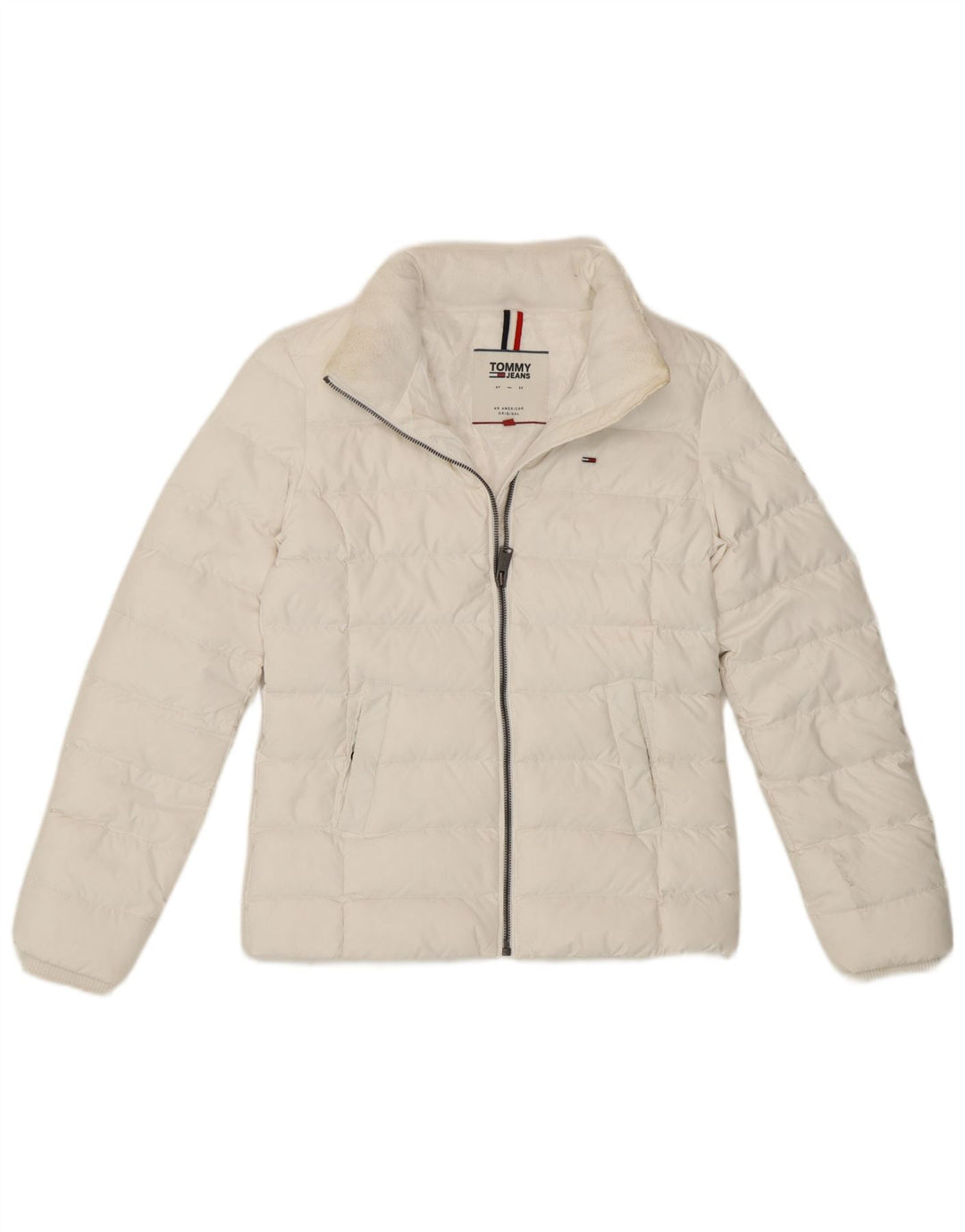 Damska ocieplana kurtka Tommy Hilfiger UK 6 XS, biały poliester