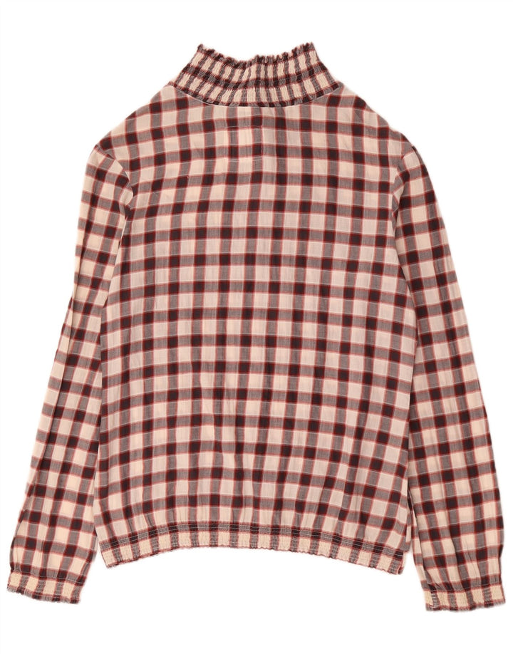 Damska bluzka z długim rękawem Woolrich Top UK 14, średnia, bordowa bawełna w kratkę