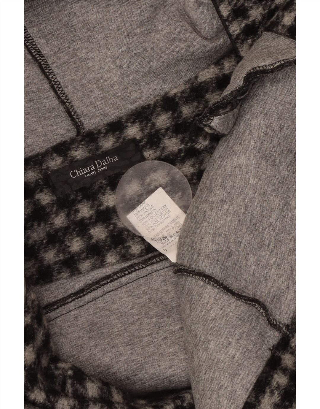 Damska kurtka bomberka z kapturem VINTAGE UK 18 XL, wełniana w czarną kratkę