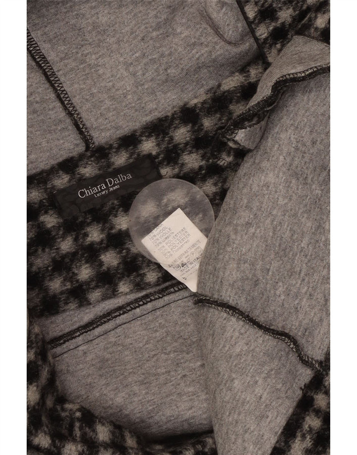 Damska kurtka bomberka z kapturem VINTAGE UK 18 XL, wełniana w czarną kratkę