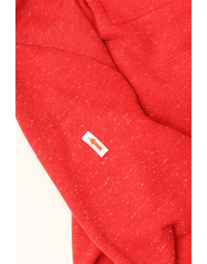 SUPERDRY Męski sweter z kapturem i zamkiem, mały, czerwony, nakrapiany poliester