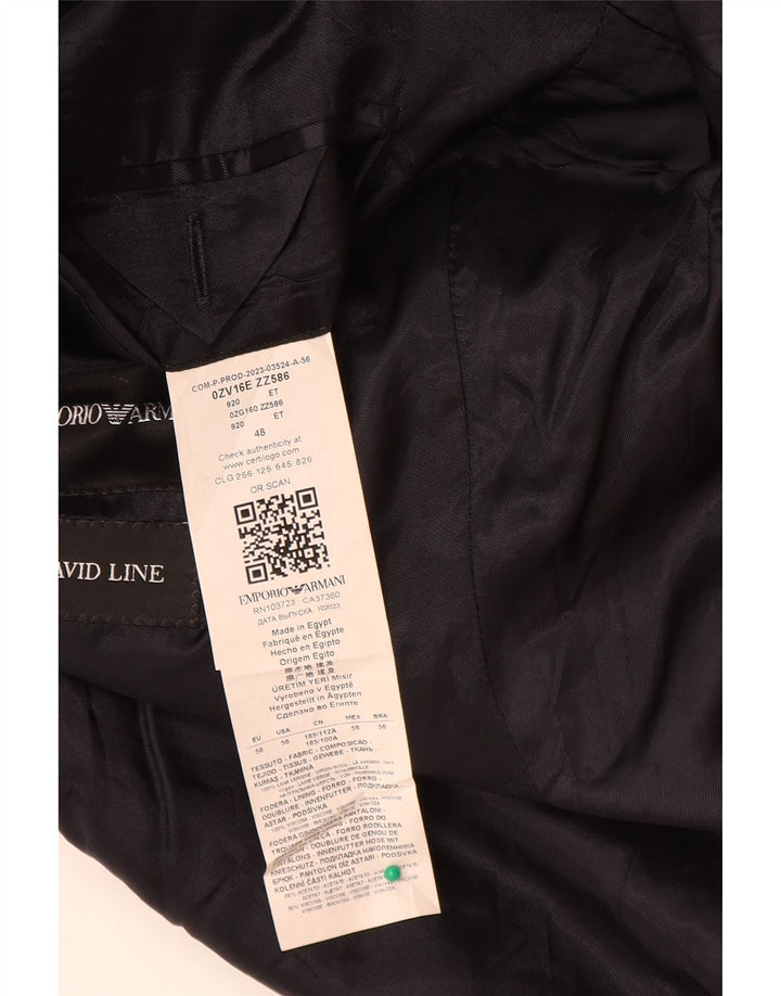 Męska marynarka Emporio Armani zapinana na 2 guziki EU 56 2XL Granatowa, dziewicza wełna